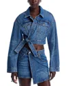 Alexander Wang T Alexanderwang. T Denim Wrap Trucker Jacket In Deep Blue