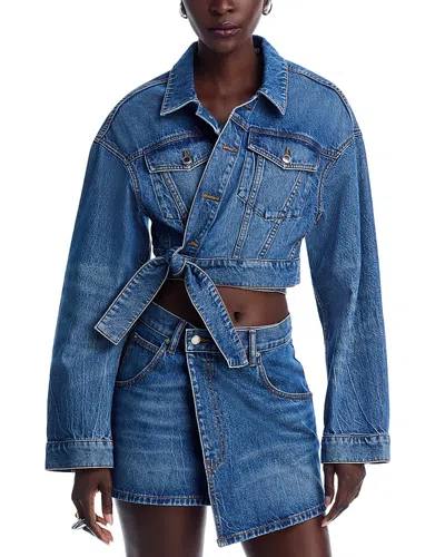 Alexander Wang T Alexanderwang. T Denim Wrap Trucker Jacket In Deep Blue