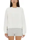 Alexander Wang T Essential Cotton Blend Fleece Logo Sweateshirt In White