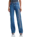 Alexander Wang T Alexanderwang. T Ez Mid Rise Logo Straight Jeans In Vintage Light Indigo In Blue