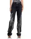 Alexander Wang T Alexanderwang. T Ez Vertical Screen Print High Rise Straight Wide Leg Jeans In Aged Grey In Gray