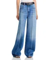 Alexander Wang T Alexanderwang. T High Rise Straight Jeans With Faded Fold Lines In Vintage Marbled Blue