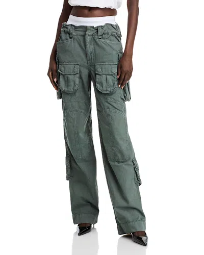 Alexander Wang T Alexanderwang. T Logo Waistband Cargo Pants In Balsam Green