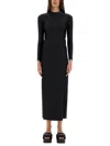 Alexander Wang T T By Alexander Wang Long Dress With Logo In Black