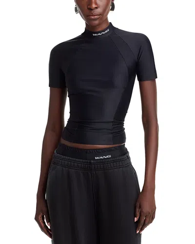 Alexander Wang T Alexanderwang. T Mock Neck Rash Guard In Black