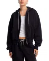 Alexander Wang T Alexanderwang. T Rhinestone Drawstring Zip Up Hoodie In Black