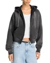 Alexander Wang T Alexanderwang. T Rhinestone Drawstring Zip Up Hoodie In Washed Cav