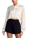 Alexander Wang T Alexanderwang. T Silk Cropped Boyfriend Shirt In White