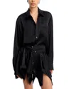 Alexander Wang T Alexanderwang. T Silk Cut Off Double Shirt Dress In Black