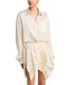 Alexander Wang T Alexanderwang. T Silk Cut Off Double Shirt Dress In White