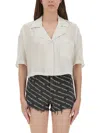 Alexander Wang T T By Alexander Wang Striped Shirt With Embroidered Logo In Black