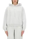 Alexander Wang T Hoodie Aus Frottee Aus Einer Baumwollmischung Mit Logoprint In Gray