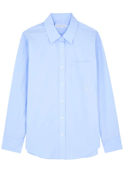 Alexander Wang T Alexanderwang. T Logo Cotton-poplin Shirt In Light Blue