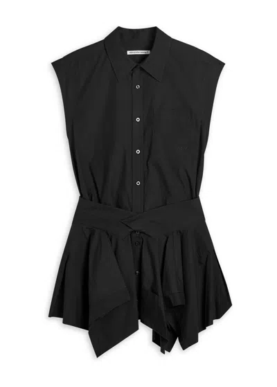Alexander Wang T Alexanderwang.t Asymmetric Cotton Shirt Mini Dress