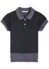 Alexander Wang T Alexanderwang.t Layered Shrunken Cotton-blend Polo Shirt In Navy