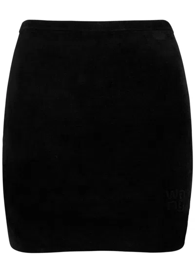 Alexander Wang T Alexanderwang.t Logo-embossed Chenille Mini Skirt In Black