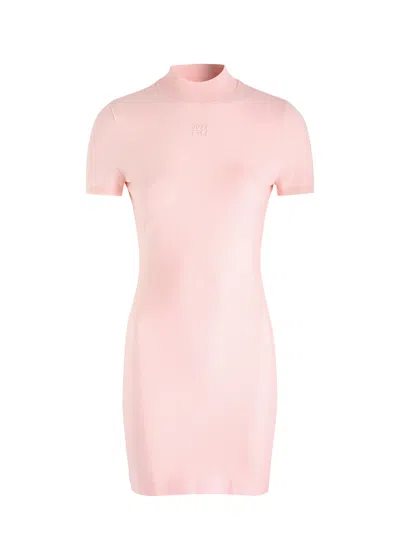 Alexander Wang T Alexanderwang.t Logo-embossed Knitted Mini Dress In Pink