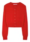 Alexander Wang T Alexanderwang.t Logo-embroidered Cropped Fine-knit Cardigan In Red