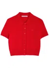 Alexander Wang T Alexanderwang.t Logo-embroidered Cropped Wool Cardigan In Red