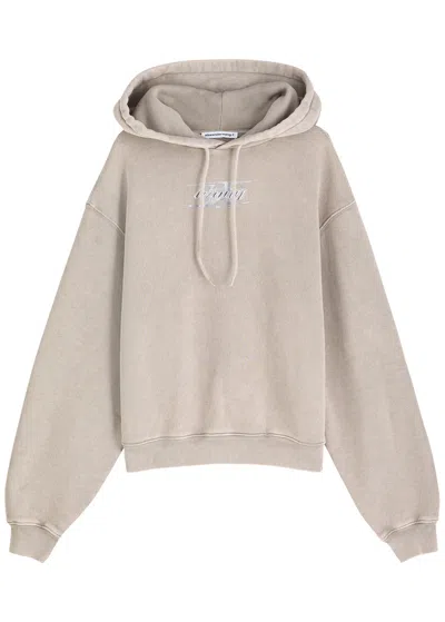 Alexander Wang T Alexanderwang.t Logo Hooded Cotton Sweatshirt In Light Grey