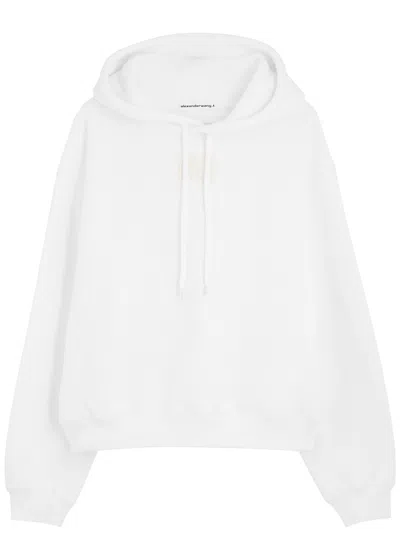 Alexander Wang T Alexanderwang.t Logo Hooded Cotton Sweatshirt In White