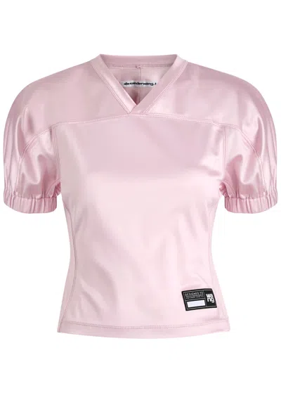 alexanderwang tops pink♡ Alexander Wang T Alexanderwang.t Logo Satin-jersey Top In Pink