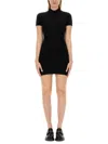 Alexander Wang T T By Alexander Wang Black Wool Polo Mini Dress In Multi