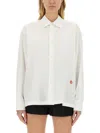 Alexander Wang T T By Alexander Wang Cotton Shirt With Classic Collar And Minimalist Logo In Multi