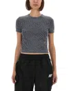 Alexander Wang T T By Alexander Wang Fitted T-shirt With All-over Logo Print In Black