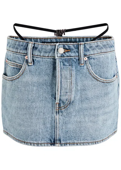 Alexander Wang T Alexanderwang.t Thong-effect Denim Mini Skirt In Light Blue
