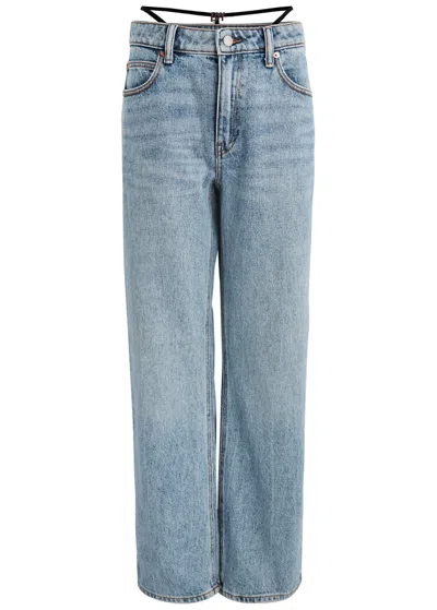 Alexander Wang T Alexanderwang.t Thong-effect Straight-leg Jeans In Navy