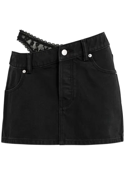 Alexander Wang T Alexanderwang.t Underwear-effect Denim Mini Skirt In Black
