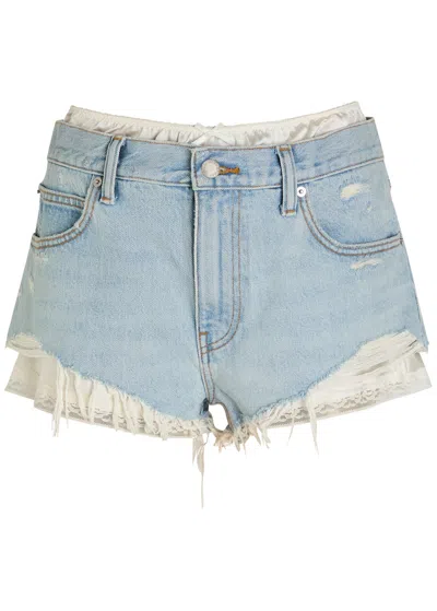 Alexander Wang T Alexanderwang.t Underwear-effect Denim Shorts In Blue