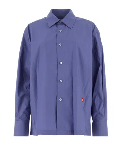 Alexander Wang T Apple-appliqué Poplin Cotton Shirt In Purple