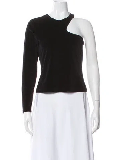 Pre-owned Alexander Wang Asymmetrical Long Sleeve Top In Black