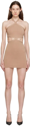 Alexander Wang T Beige Halter Minidress In 280 Neutral