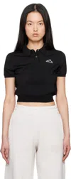 Alexander Wang T Black 3d Logo Mesh Cropped Polo In Black