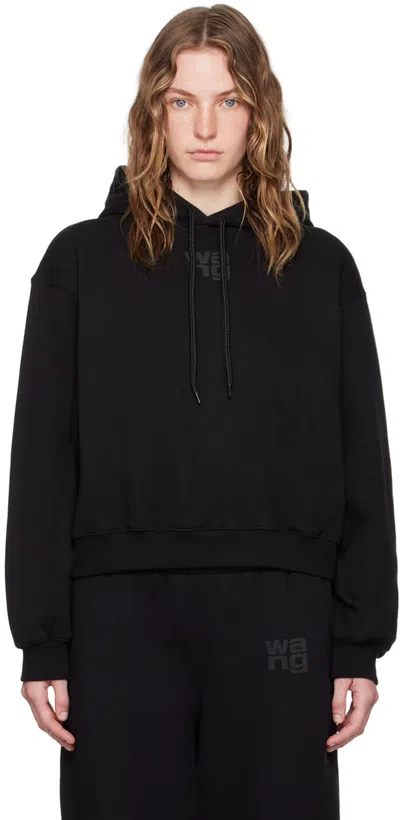 Alexander Wang T Black Bonded Puff Logo Hoodie In Black 001