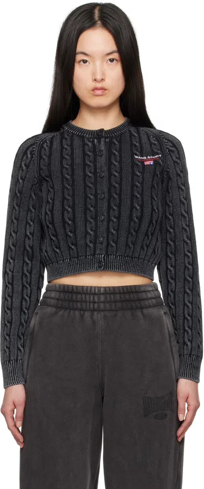 Alexander Wang T Black Cable-knit Cropped Cardigan In Washed Black