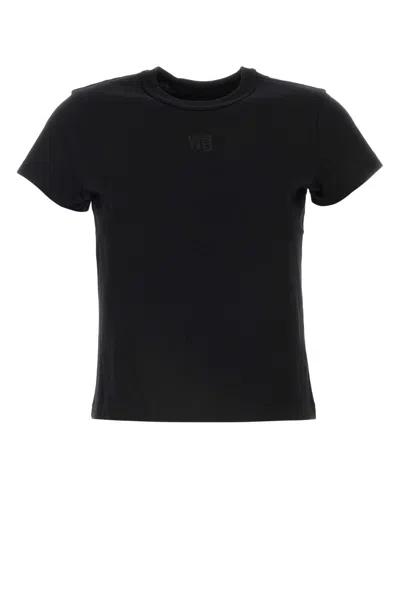 Alexander Wang T T By Alexander Wang Puff Logo Shrunken T-shirt In Black