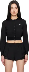 Alexander Wang T T By Alexander Wang Black Stretch Viscose Blend Cardigan In Black