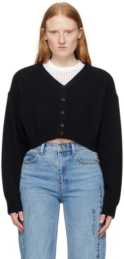 Alexander Wang T Black Cropped Cardigan In 001 Black