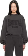 Alexander Wang T T By Alexander Wang Graphic Crew Neck Fleece In Faded Black