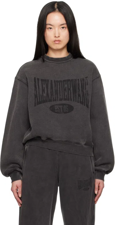 ALEXANDER WANG T BLACK DISTRESSED LOGO SWEATSHIRT