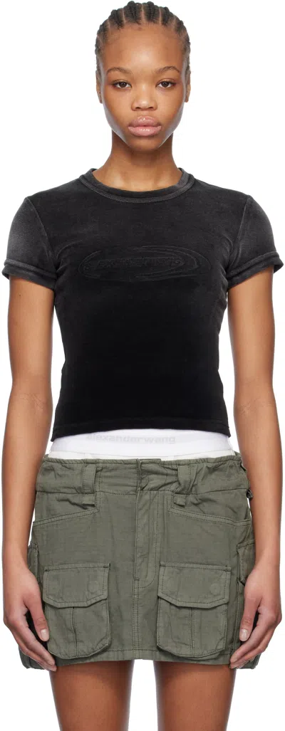 Alexander Wang T Black Faded Baby T-shirt In Washed Nickel