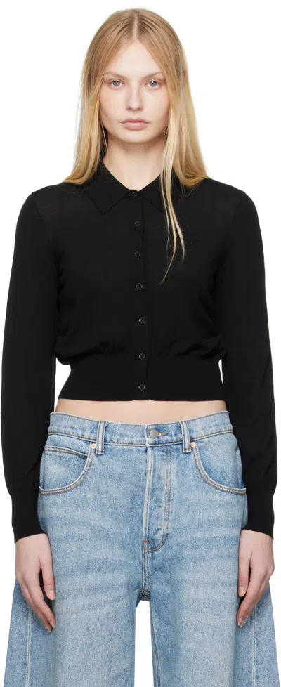 Alexander Wang T Black High-frequency Stacked Logo Cardigan