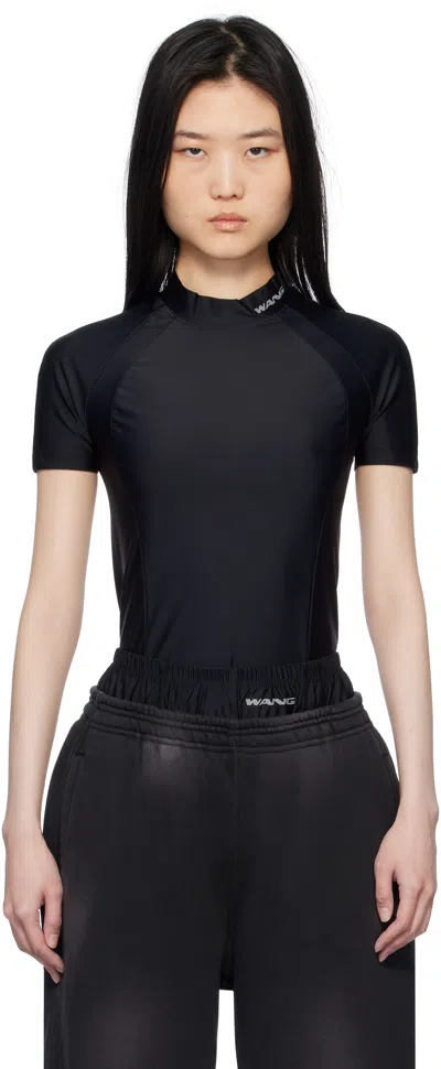 Alexander Wang T Black Logo Detailed Rash Guard