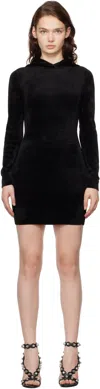 Alexander Wang T Black Logo-embossed Hoodie Minidress In 001 Black