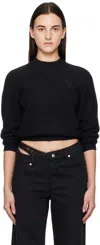 Alexander Wang T Black Ls Relaxed Crewneck Sweatshirt In Black