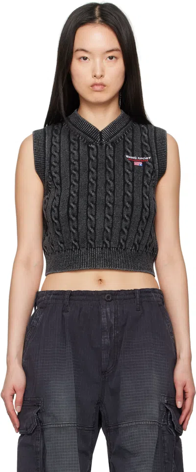 Alexander Wang T Black Organic Cotton Vest In Washed Black